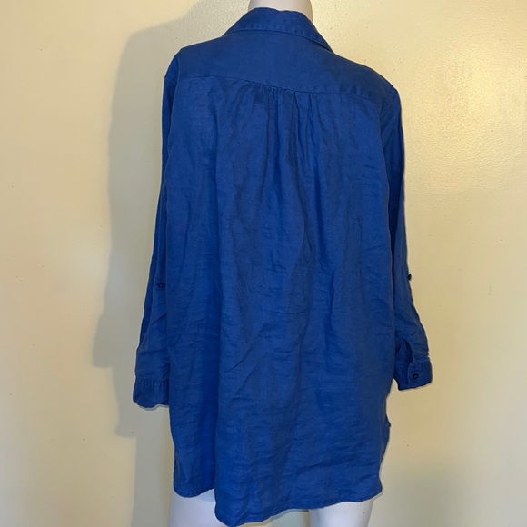 For Cynthia Royal Blue Linen Tunic - Picture 6 of 9